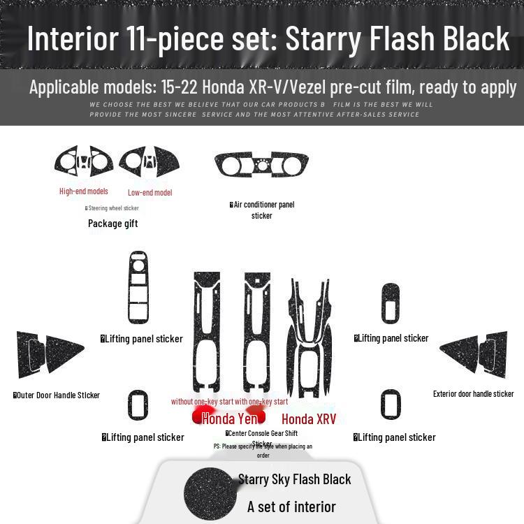 Vezel/XRV Center Console Carbon Fiber Stickers, Fits 15-22 Models, Free Replacement for Damaged Pieces