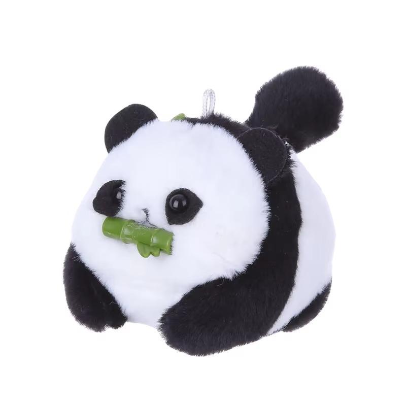 Windup Toy 1PCS Wagging Tail Panda Doll, Pull The String Will Move The Plush Doll Creative Key Pendant Children's Toy