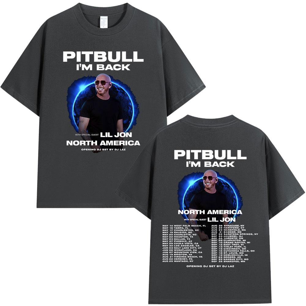 Rapper Pitbull Im Back Tour 2026 Merch Magliette Nord America Concerto Maglietta Regali per Fan Unisex Moda Donna Magliette Vintage Top