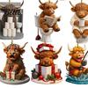 Highland Cow Theme Acrylic Decorative 2026 Calendar Advent Christmas Collection 2D Flat Pendants Ornaments 24 Days Countdown Gift for