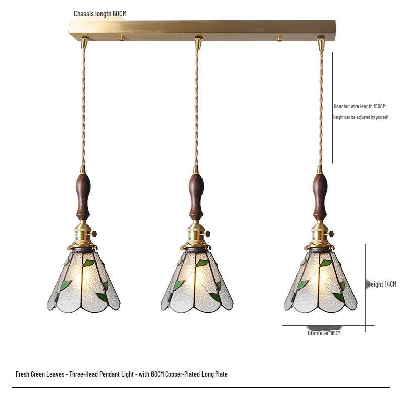 Vintage Japanese Pastoral Brass and Glass Pendant Light for Bedroom or Bar