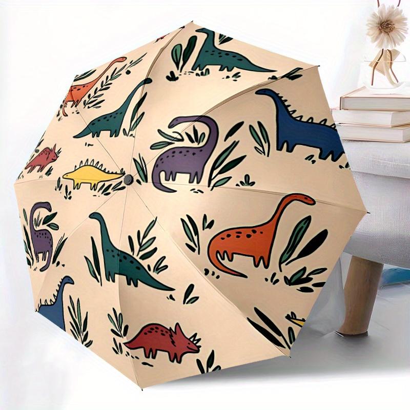 1pc Dino Pattern Automatic Open/Close Umbrella with One Touch Button,, Windproof Design   Lightweight Portable Umbrella for Women & Men6107