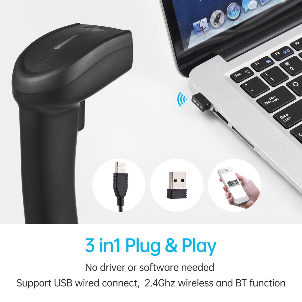 Bar Scanner USB Plug and Play Portable Handheld Bar Reader for Supermarket Retail Library