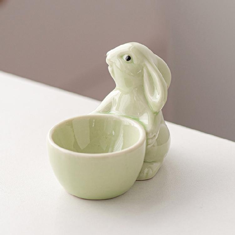 Compact Eggs Holder Rabbit Shape Household Eggs Holder Ceramic Eggs Tray
