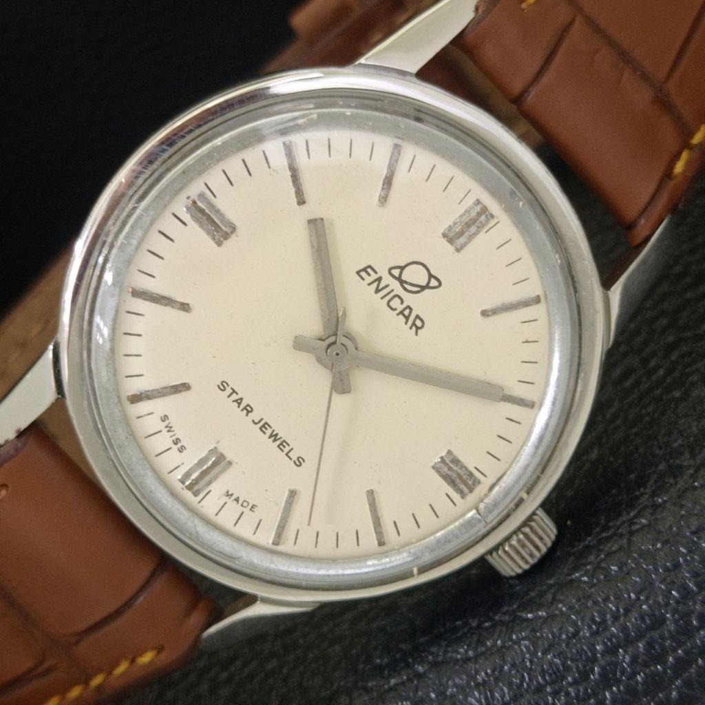ENICAR STAR JEWELS МЕХАНИЧЕСКИЕ ШВЕЙЦАРСКИЕ МУЖСКИЕ ВИНТАЖНЫЕ ЧАСЫ a703772-1