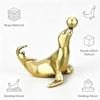 Brass Sea Lion Figurine With Vintage Crafted Design And Balancing Ball Detail Perfect For Home Desk Decor Small Gifts Collection
