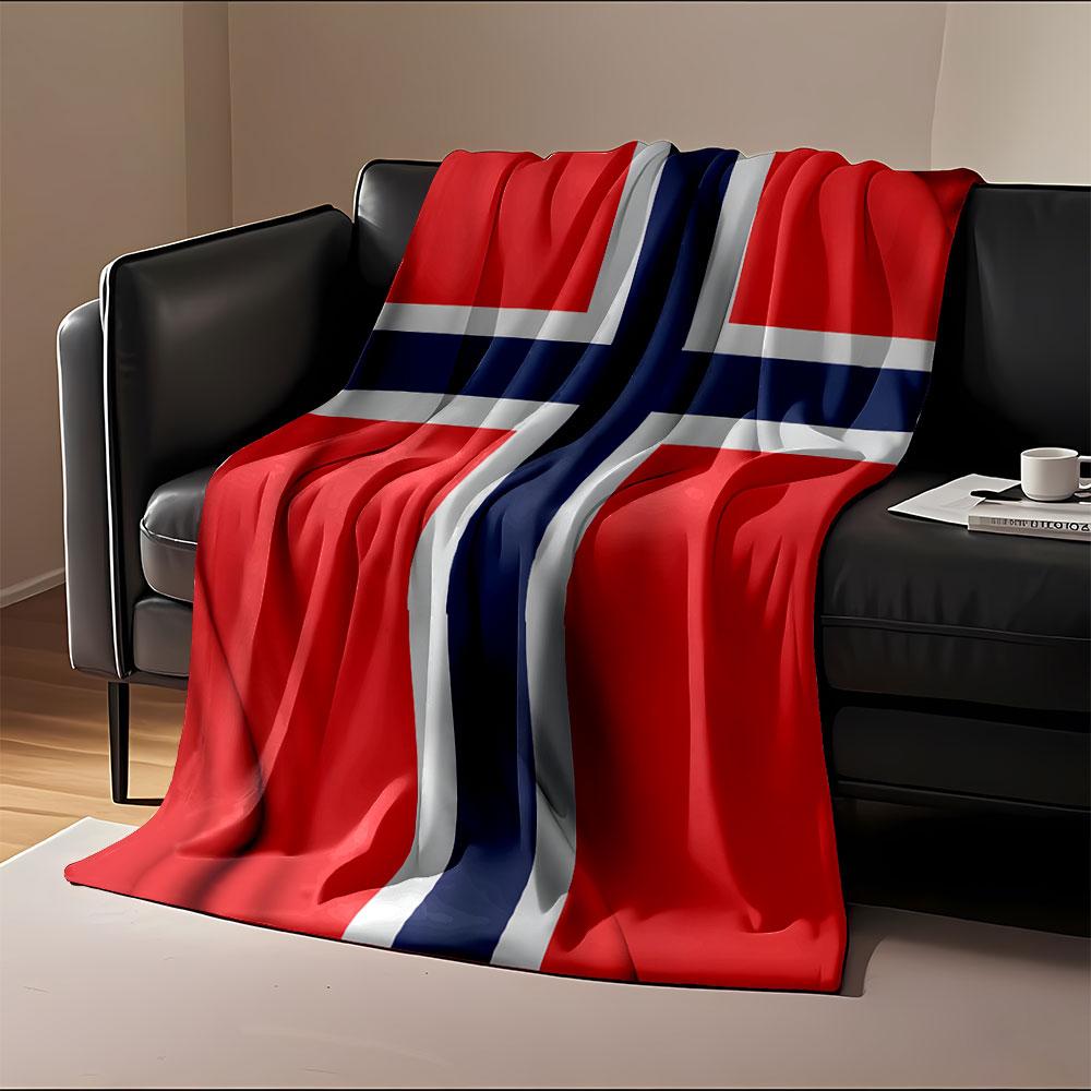 Norwegian Flag Design Blanket Print Blanket Soft and Cozy Perfect for the Living Room Bed Sofa or a Nap,gift
