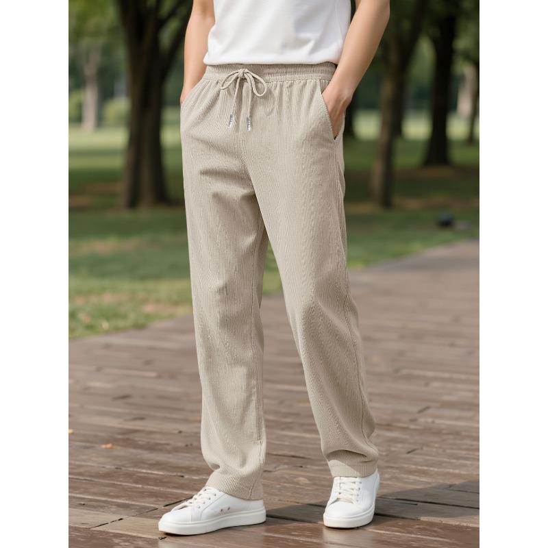 Men's Striped Drawstring Loose-Fit Pants | Comfortable Casual Trousers with Elastic Waist