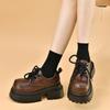 Damskie retro mokasyny na grubym obcasie 2025 wiosna jesień nowe w stylu brytyjskim uniwersalne mokasyny na grubej podeszwie buty sznurowane