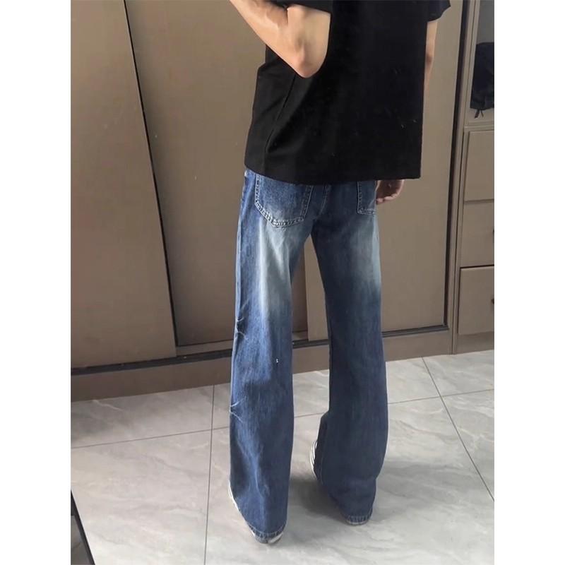 Mens Vintage High Street Vibe Jeans Straight Leg Slim Fit Flare Denim Pants Fall 2025