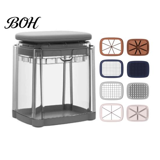 Vegetable Cutter for Potato French Fry Cutter, with Large-Capacity Visible Box, Stainless Steel Blades Kitchen Slicer Quick Press Cutting Tool,
