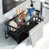 Carbon Steel Sink Storage Basket Space Saving Organizer for Sponges,Brushes,Towels Ideal for Kitchen,Bathroom,and Outdoor Use,Kitchen Sink Accessories