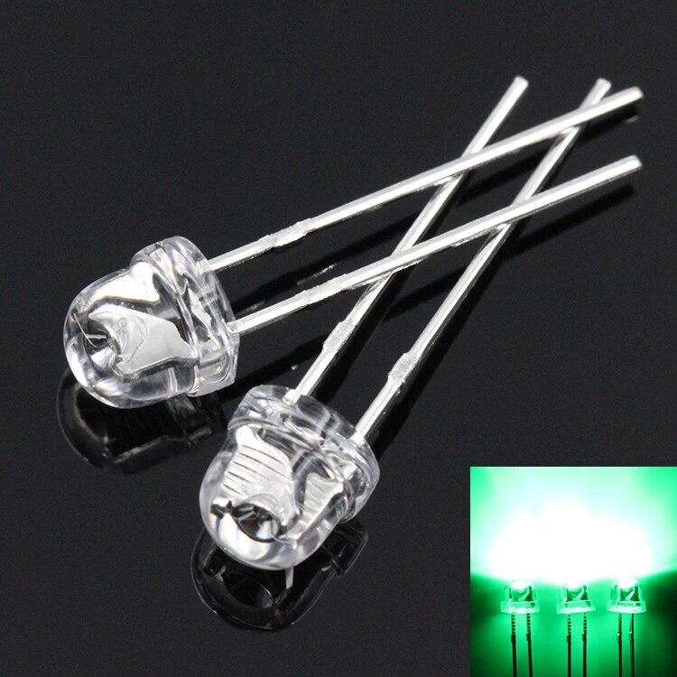 

100PCS 5MM Солом яний капелюшок LED Diode DIY Assorted Kit Super Bright F5 Light Emitting Diodes White Red Yellow Yellow Green Blue 100pcs green