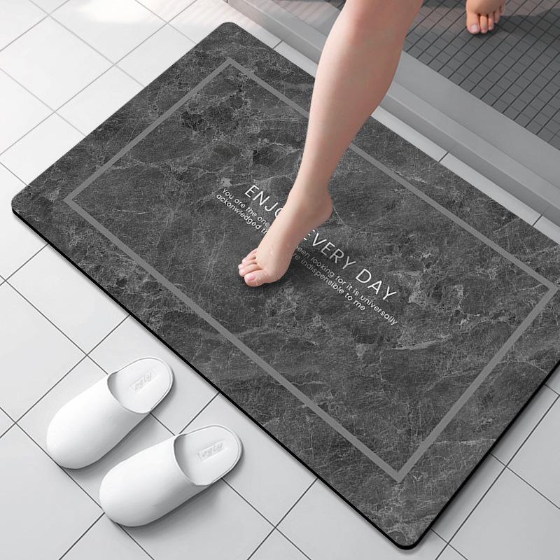 Nordic Style Marble Pattern Diatom Mud Bath Mat - Non-slip, Water-Absorbent, Quick-Drying, Wear-Resistant Foot Mat