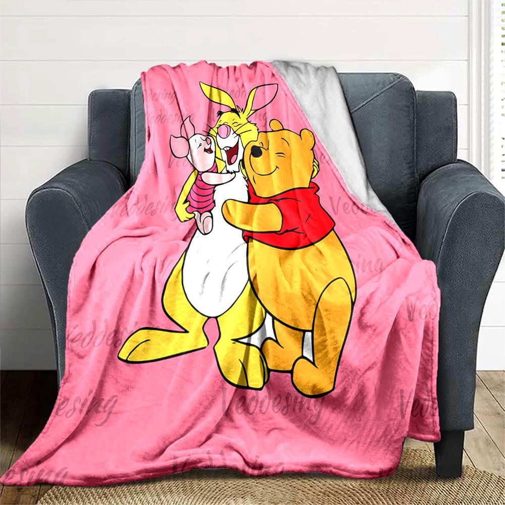 Piglet Winnie Pooh Hug Flannel Blanket Super Soft Warm Cozy Blanket For Sofa Bed Office Travel Allseason Home Decor Gift
