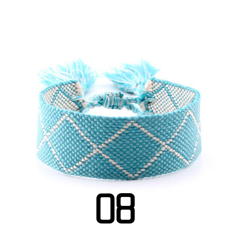 Women Fashion Jewelry Gift Colorful Decorative Pattern Embroidered Handmade Woven Bracelet Bohemian