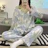 Temperament Tulip Autumn Long Sleeve Ice Silk Pajamas Women'S Suit Women Can Wear Homewear Two-Piece Suit