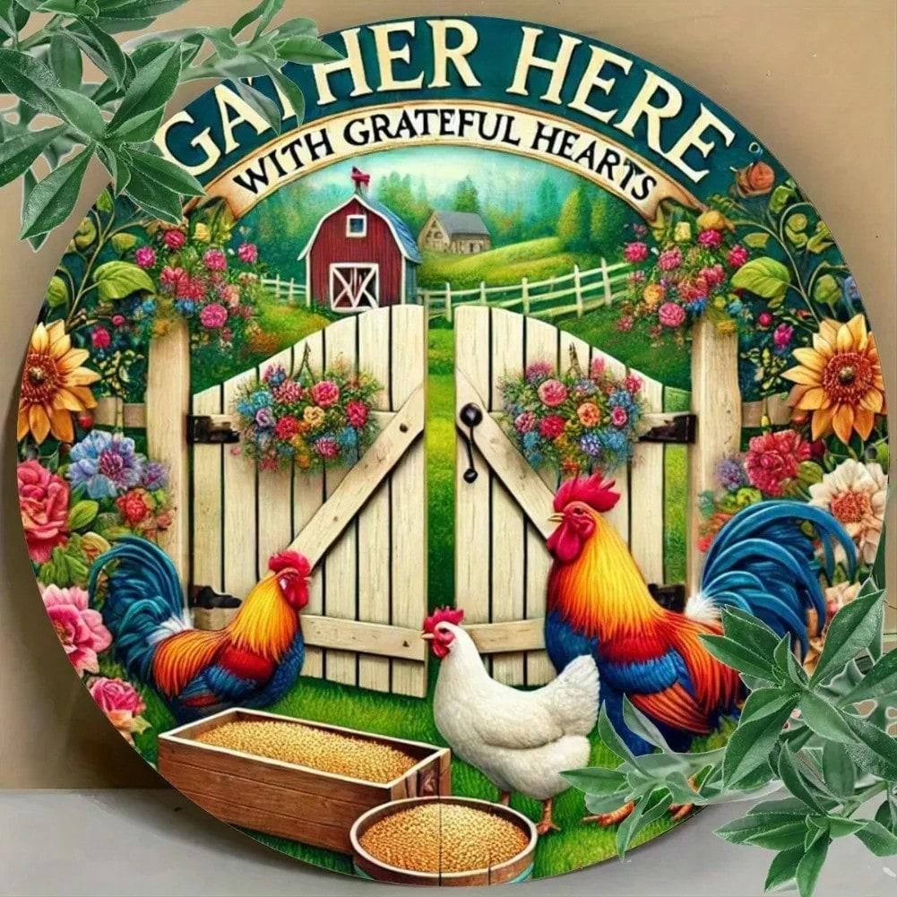 Rooster Metal Tin Sign Farmhouse Wall Art Rustic Decor