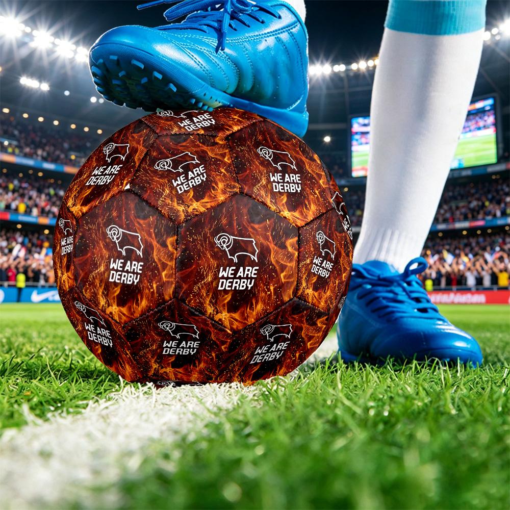 Derby County Football Pallone da Calcio Stampato Taglia 5, Pallone da Calcio Antiscivolo per Partite Adulti Souvenir per i tifosi di Calcio