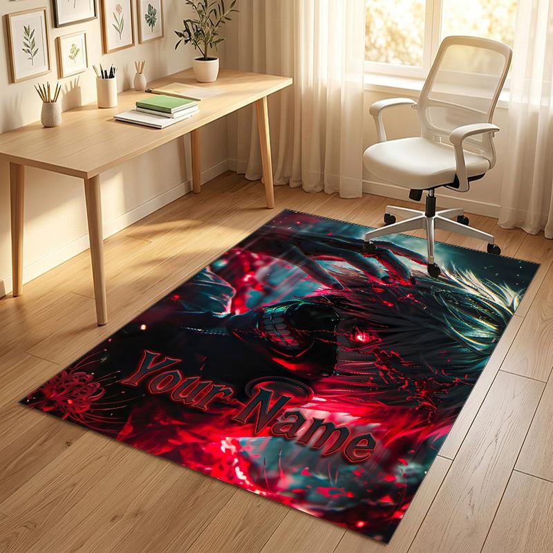 Personalized Crystal Velvet Carpet,Tokyo Ghoul Custom Printed Name, Plush Area Rug For Home Indoor Decor