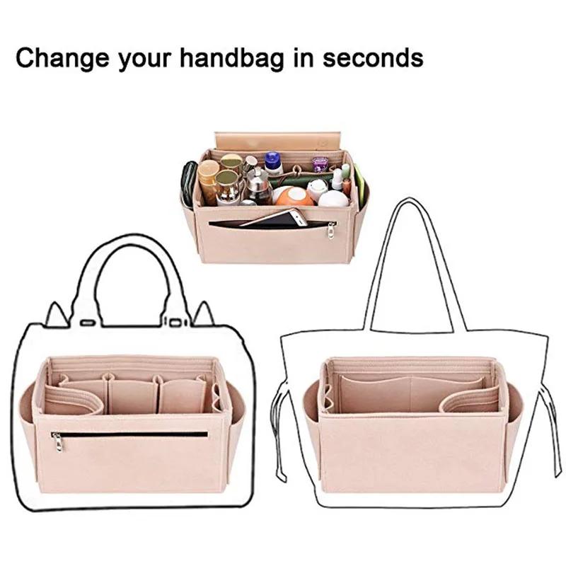 Make up Organizer Felt Cloth Handbag Organizer Insert Bag Travel Inner Purse Portable Cosmetic Bags Fits Speedy Neverfull