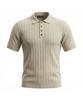 Pentaon Polo Collared Button Ribbed Short Sleeve Knit T-Shirt