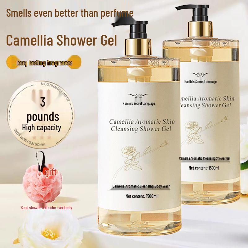 Camellia Shower Gel: 3 Jin Long-lasting Fragrance, Hydrating & Moisturizing, Large Family Pack for Men & Women