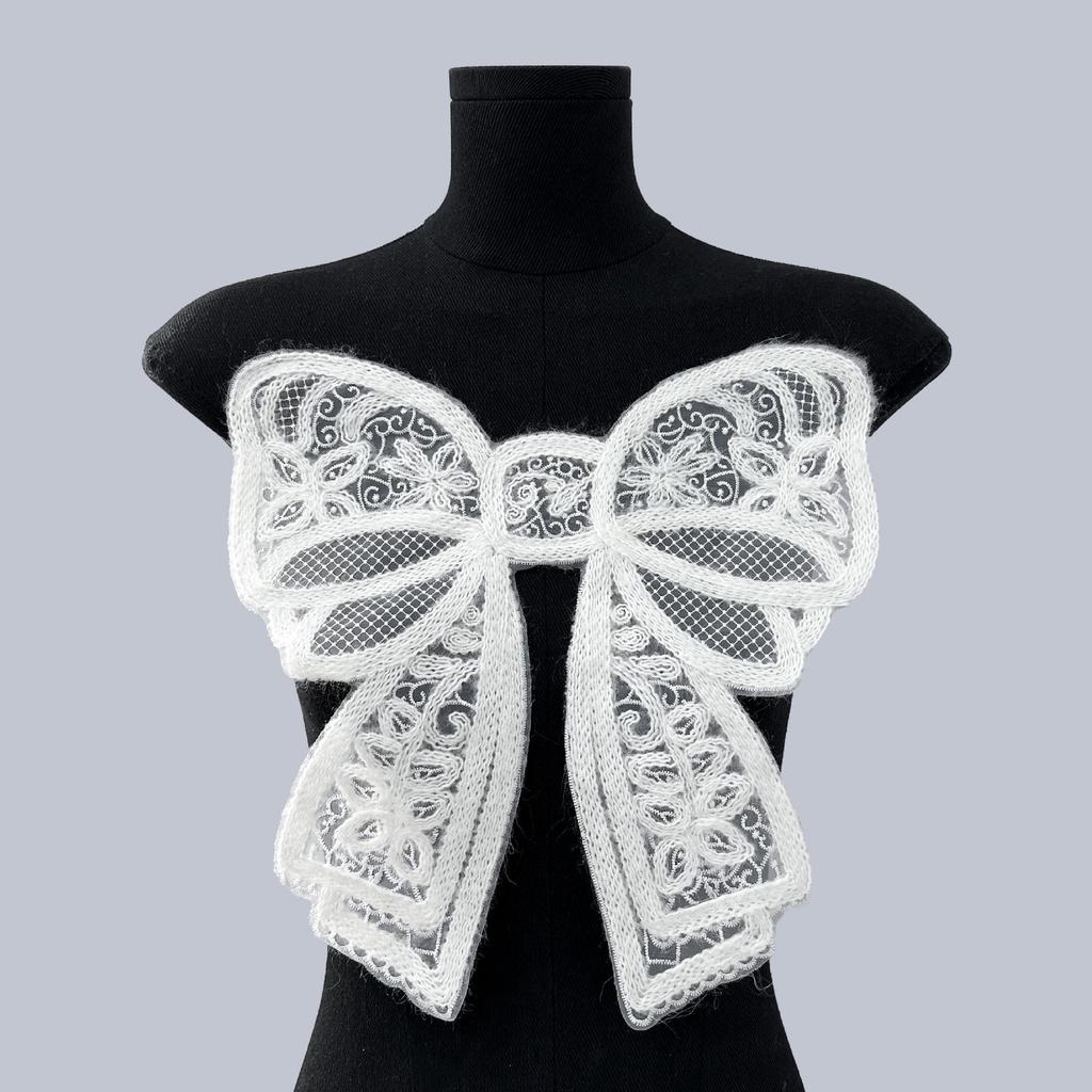 Stylish Bowknot Wool Embroidered Beaded Applique Corsage Flower Collar