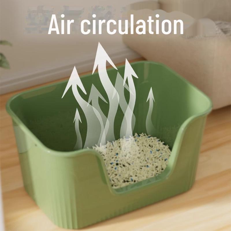 Open Anti-Splash Cat Litter Box with Mat - Easy Clean Kitten Toilet