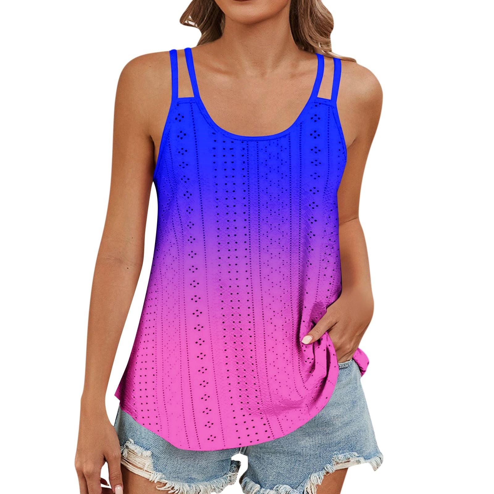 Женский модный повседневный жилет с градиентным цветным принтом и U-образным вырезом — фото 5