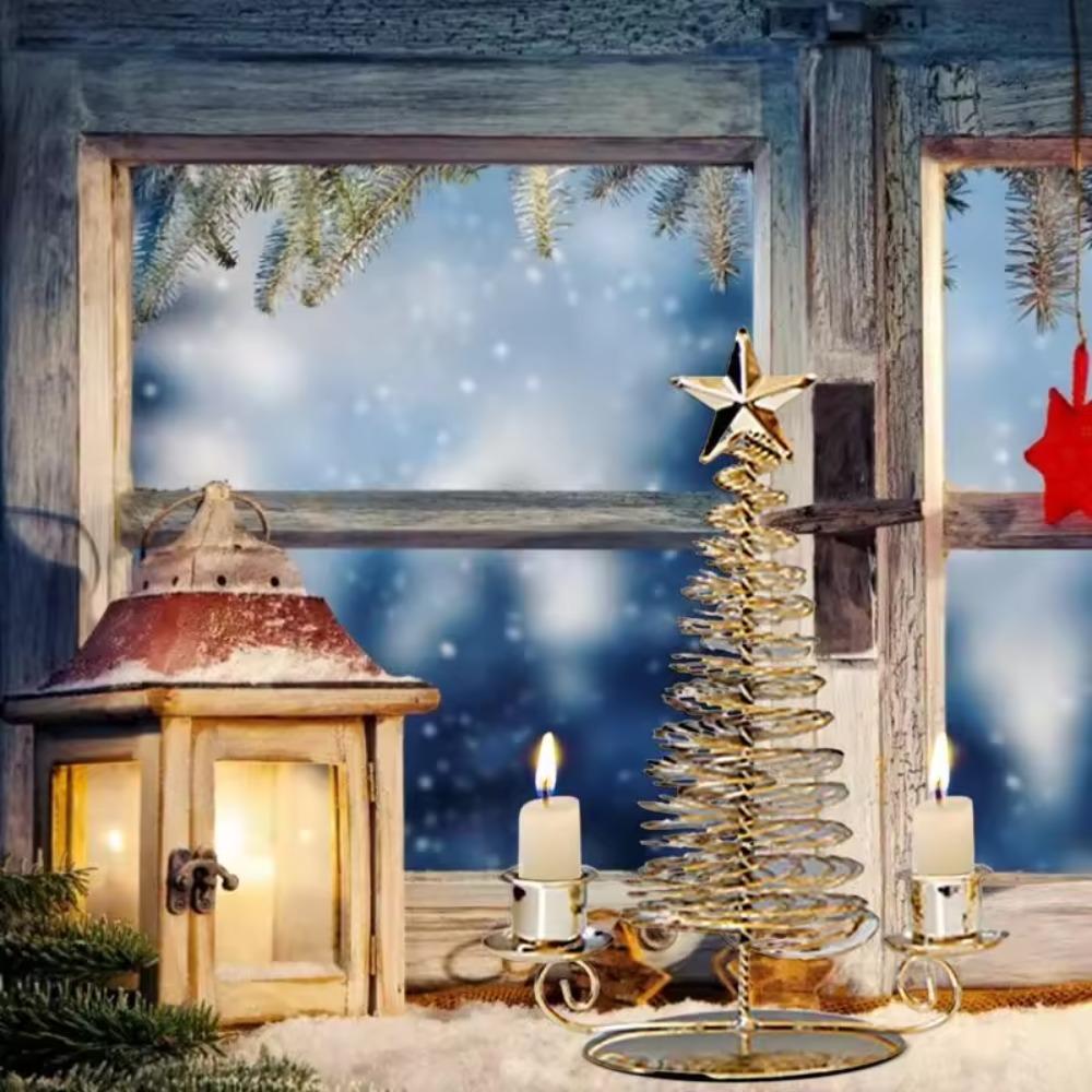 Stable Bottom Christmas Tree Candlestick Metal Christmas Table Decoration  Wedding