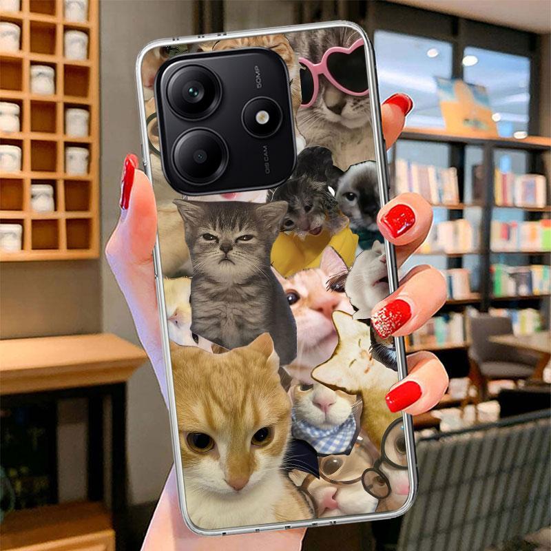 

Чехол для телефона с мемами Плачущий кот для Xiaomi Redmi Note 15 14 13 12 11 10 Pro Plus 14S 12S 11S 11T 11E 10S Мягкий чехол-бампер Redmi Not Redmi Note 15 Pro 5G