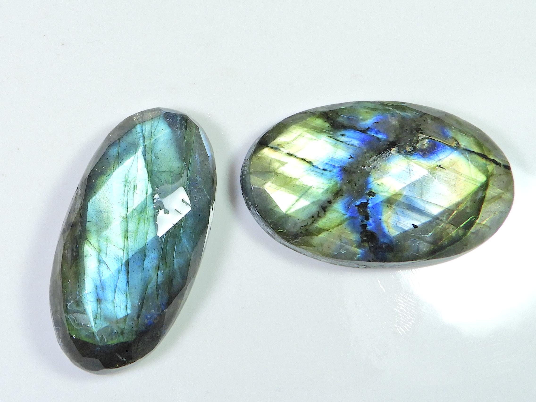 

Labradorite Oval 2Pcs faceted Cut Cabochon Loose Natural Gemstone 41-41MM SK-1331