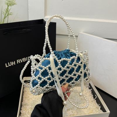 Hollow Fairy Pearl Bag New Niche Contrasting Color Woven Handbag High Value Handmade Beaded Bag
