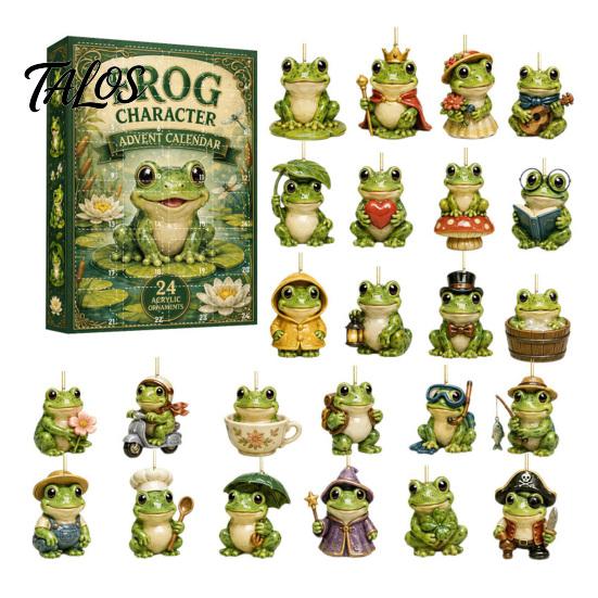 Christmas Tree Hanging Ornaments Frog Advent Calendar 2026, 24 Days Countdown with Pcs 2D Holiday Pendant Acrylic Ornaments, Cute Pendants for