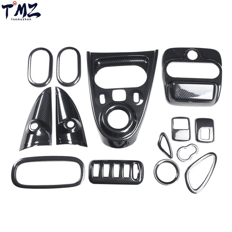 Center Console Panel Black Carbon Fiber Car Interior Sticker Suitable for Mercedes-Benz Smart Fortwo 453 LHD 2015-2018
