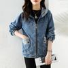 Women Denim Jacket Autumn Long Sleeve Tops Female Casual Hooded Jeans Jackets Women Big Pocket Cowgirl Outerwear