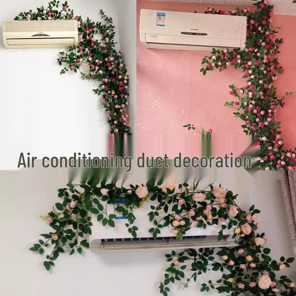 Rose Vine Artificial Flower Decor for Air Conditioner Pipes or Balcony Railings