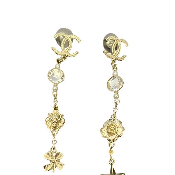 Chanel Metal Crystal Asymmetrical Lion Flower Long Women tops Gold AB2923-B01840-N5443