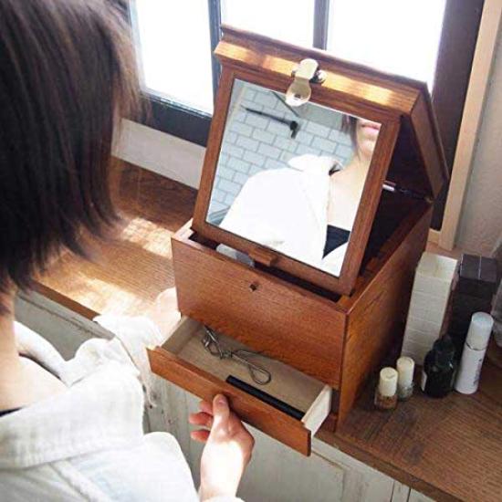 Cosmetic box cosmetic case makeup box makeup storage makeup box wooden cosmetic storage stylish cute mirror celebration gift present gift