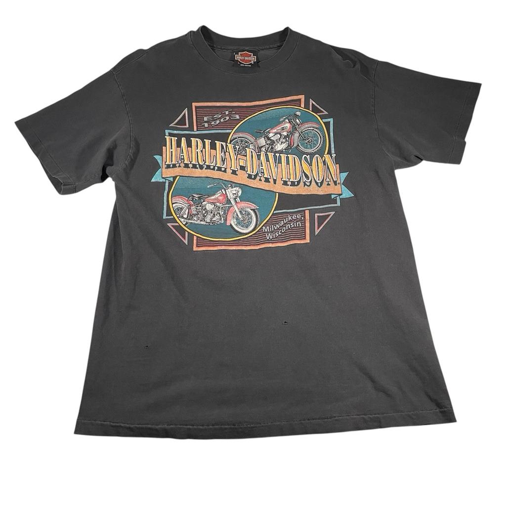 Vtg 90s Harley Davidson T L Milwaukee Graphic 1991 USA San Mateo Biker Unisex T-Shirt