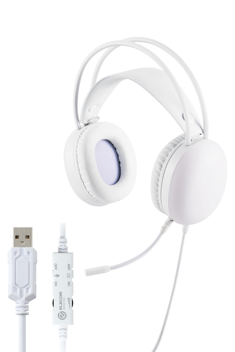 

ELECOM Gaming Headset Wired LED Light Compatible with Switch Lightweight Noise Reduction Volume Controller Included White USB-A PS5/PS4 HS-G09SUWH білий