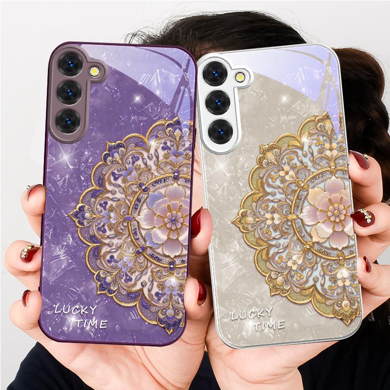 Pachnąca Złota Mandala Na Samsung S26 S22 S8 S9 S10 S20 Ultra S21 Pro S22 Plus S23 FE S24Ultra S25 Edge S24+ Szklane Etui Na Telefon