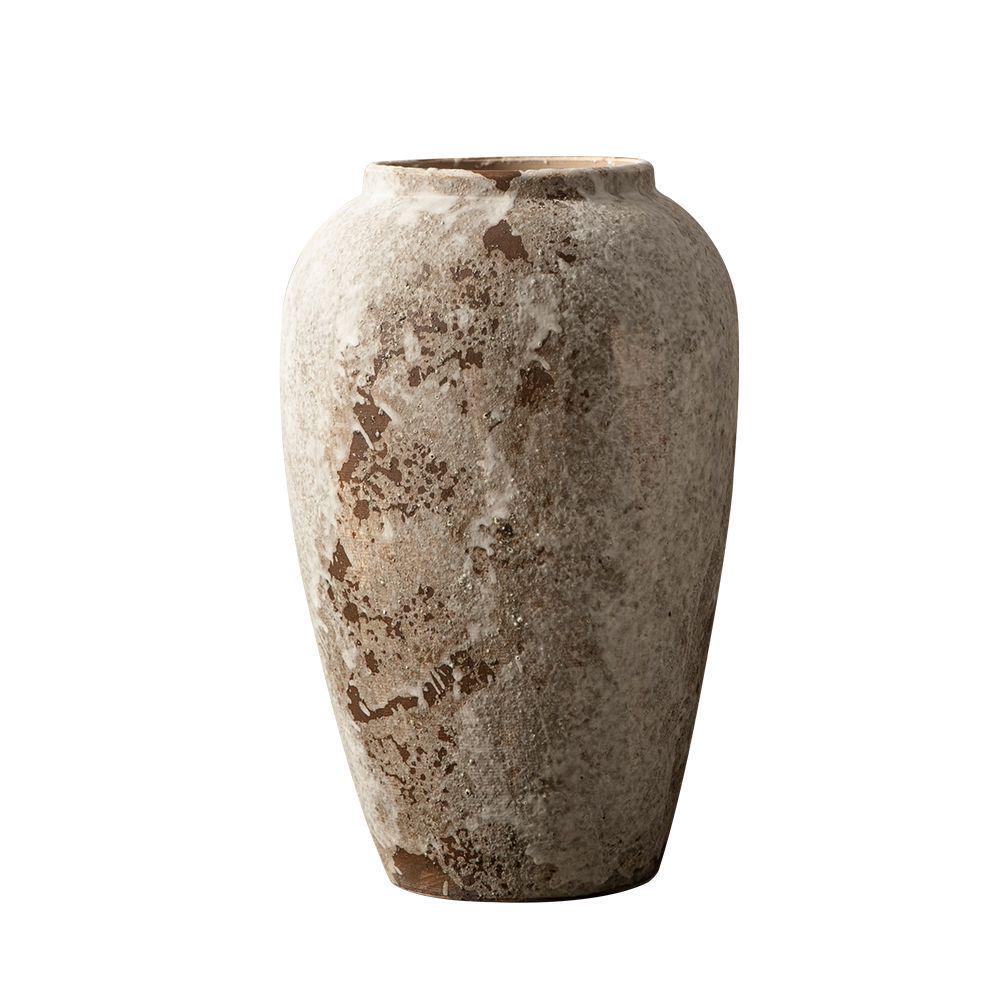 Mottled Retro Chinese Wabi-Sabi Vase: Antique Ceramic Ornament for Bougainvillea Display