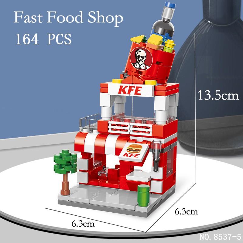 208pcs Mini City Street View Building Blocks McDonald's House Model Building Blocks Compatible with Children's Educational Toys