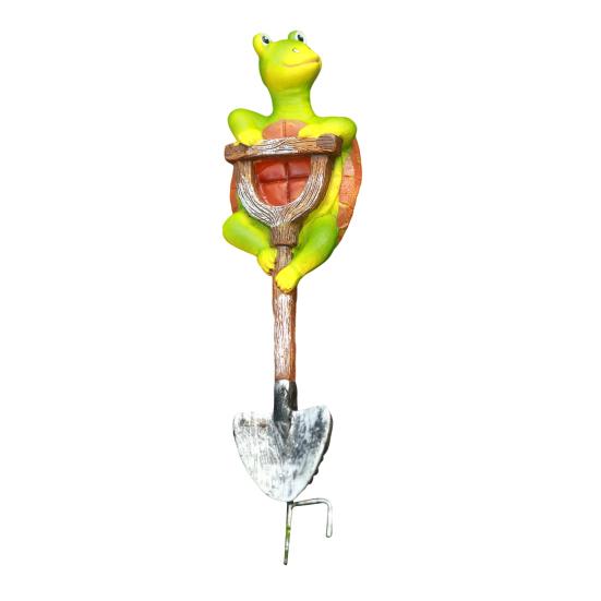 

Садова статуетка тварини Жаба Кролик Черепаха на лопаті Смоляна прикраса Вставка для квіткового горщика Фігурка тварини для прикраси бонсаю Відкрита клумба Tortoise