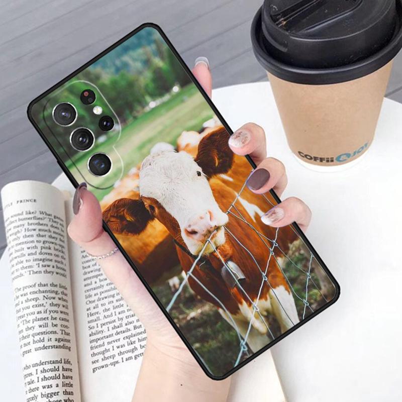 Funny Cow Face phone case Cover For Samsung Galaxy S24 S25 Ultra S21 S22 Ultra S10E Note 10 Plus Note 20 FE S23