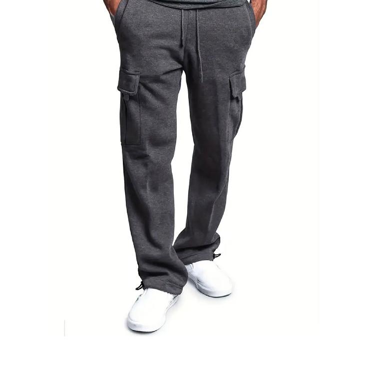 

Spring new men s casual pants with multi-pocket design, niche loose-fitting workwear long trousers XXXL темно-сірий
