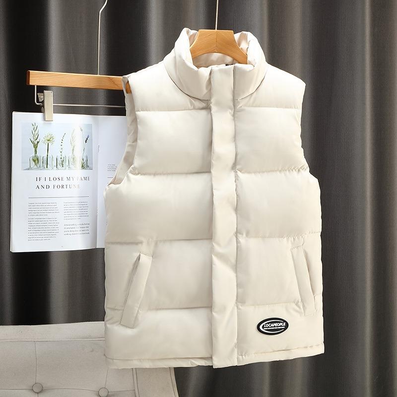 Daunenweste Herren Herbst- und Winterjacke Plus Samt Verdickt Einfarbig Weste Stehkragen Weste