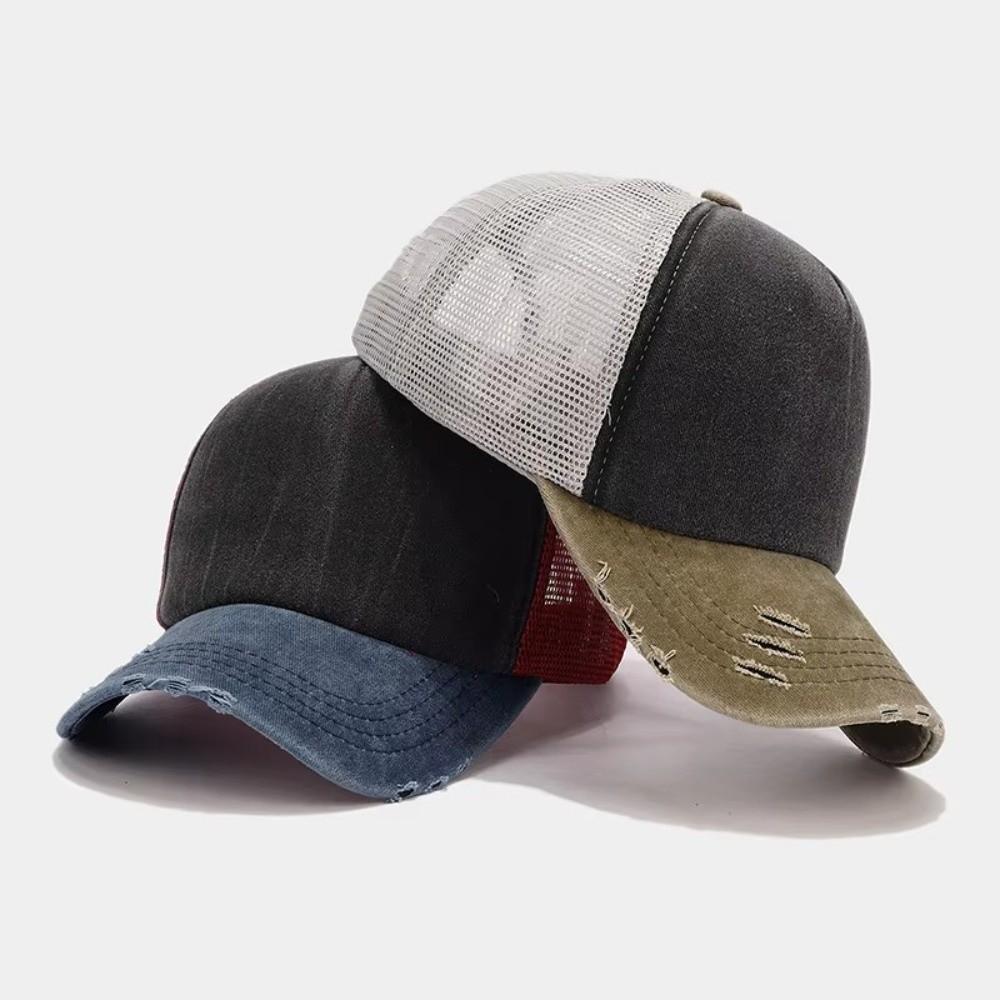 Breathable Baseball Cap Washed Cotton Snapback Hat Summer Mesh Sun Hat